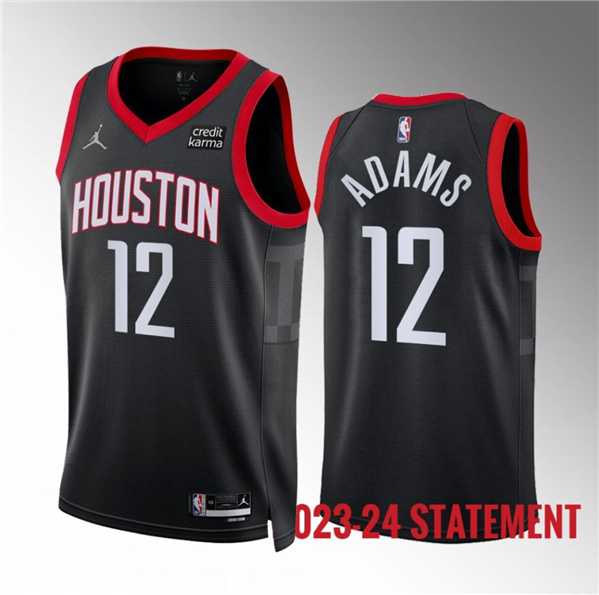 Mens Houston Rockets #12 Steven Adams Black Statement Edition Stitched Jersey Dzhi->->NBA Jersey